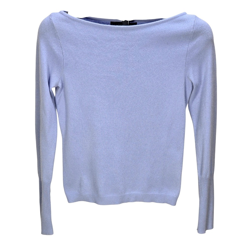 Women's Ralph Lauren Black Label Medium Blue 100% Cashmere Boat Neck Sweater